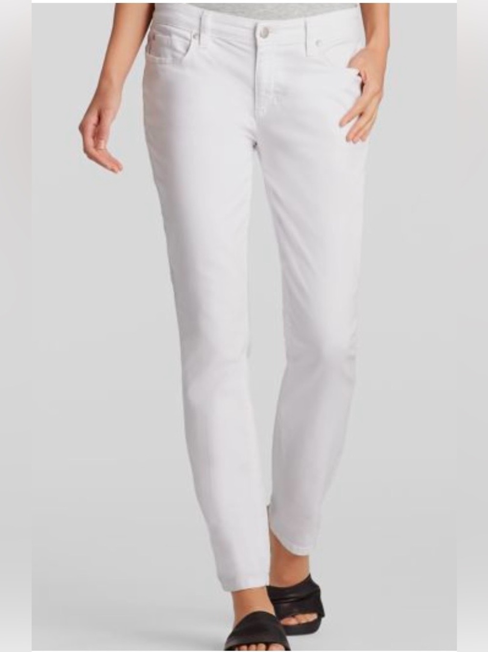Eileen Fisher Organic Cotton Skinny Ankle Jeans White Size 4 - Picture 3 of 12